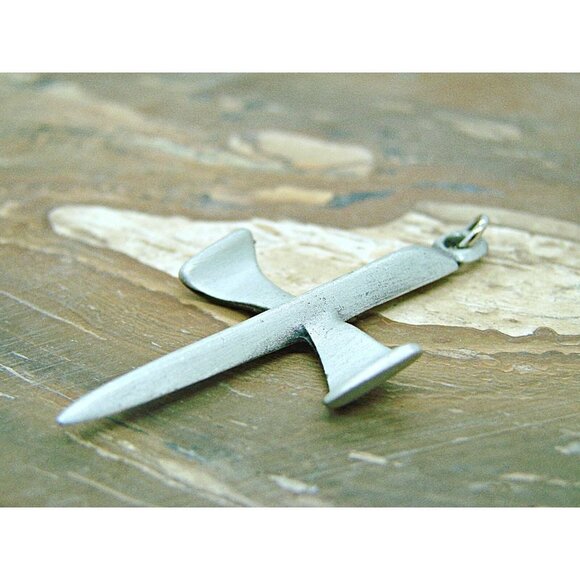 Pewter Sword Pendant Rustic Viking Cross Drophog Stamped Punk Gothic 1.75 X 1 in - Picture 2 of 10